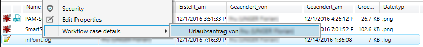CaseDetails Contextmenu Workflow case details