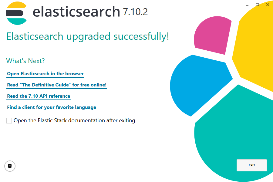 Elasticsearch 7.10.2 upgraded successfully