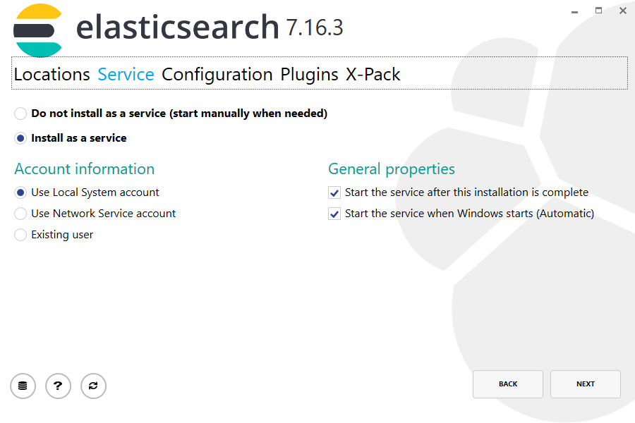 Elasticsearch 7.16.3 Service