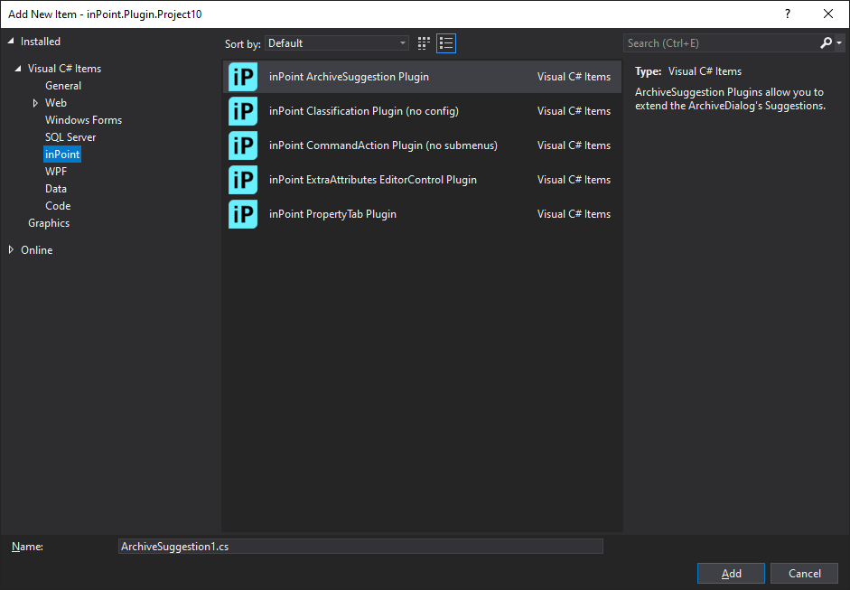 Visual Studio New Item