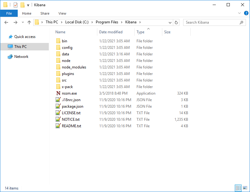 Kibana 7.10.2 ZIP Extracted