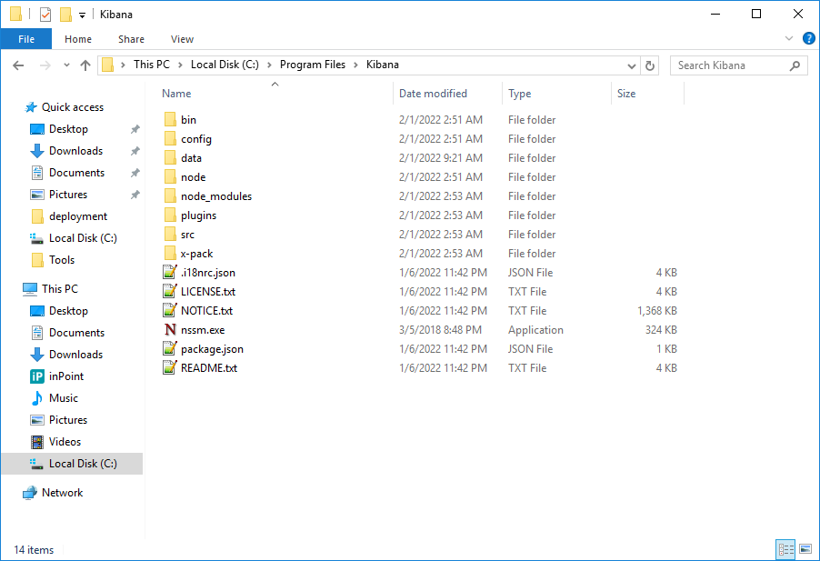 Kibana 7.16.3 ZIP Extracted