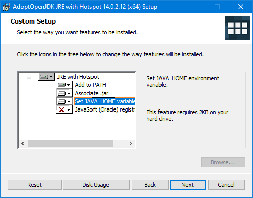 AdoptOpenJDK JRE Custom Setup