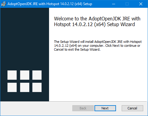 AdoptOpenJDK JRE Welcome Setup