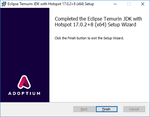 AdoptOpenJDK JRE Install Completed