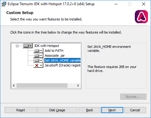 AdoptOpenJDK JRE Custom Setup
