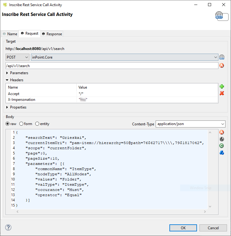 inPoint.Core POST search Request