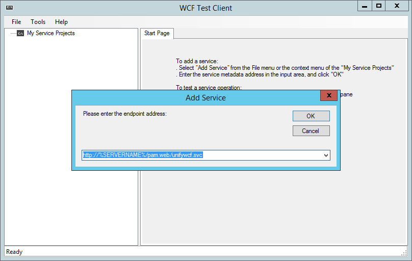 WCF Test Client Add Service