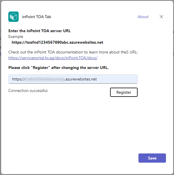 inPoint TOA Tab configuration